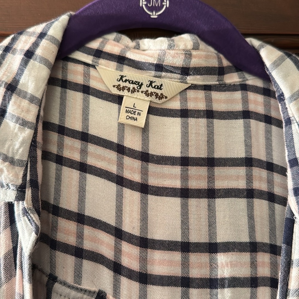 Krazy Kat Plaid Wrapped Draped Top - Picture 8 of 9